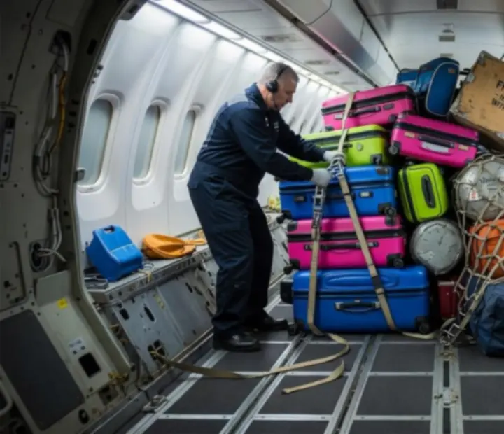 Cargo bay area in Dear Passengers: Travel Crew showing various items loaded and secured.