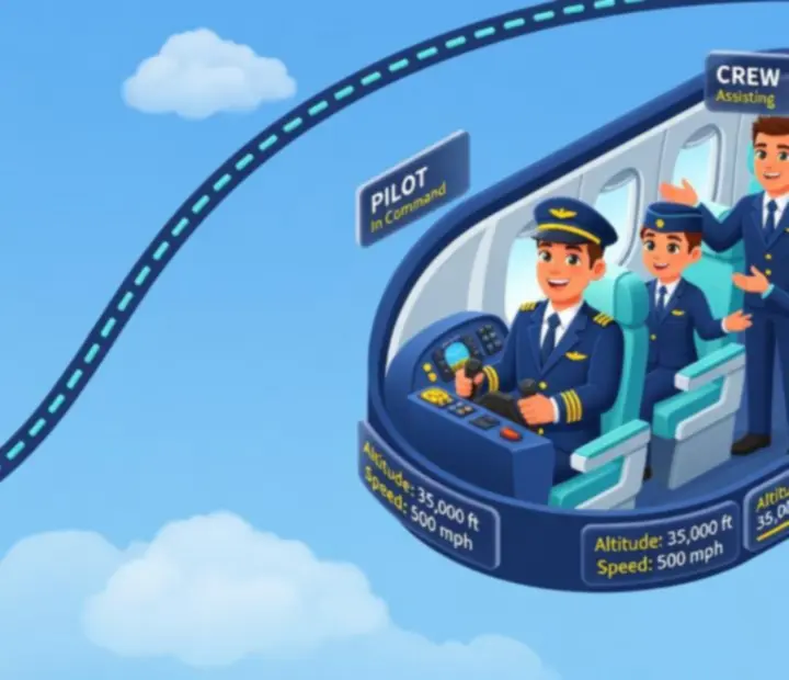Stylized cabin dashboard view evoking the playful in-flight chaos of Dear Passengers: Travel Crew
