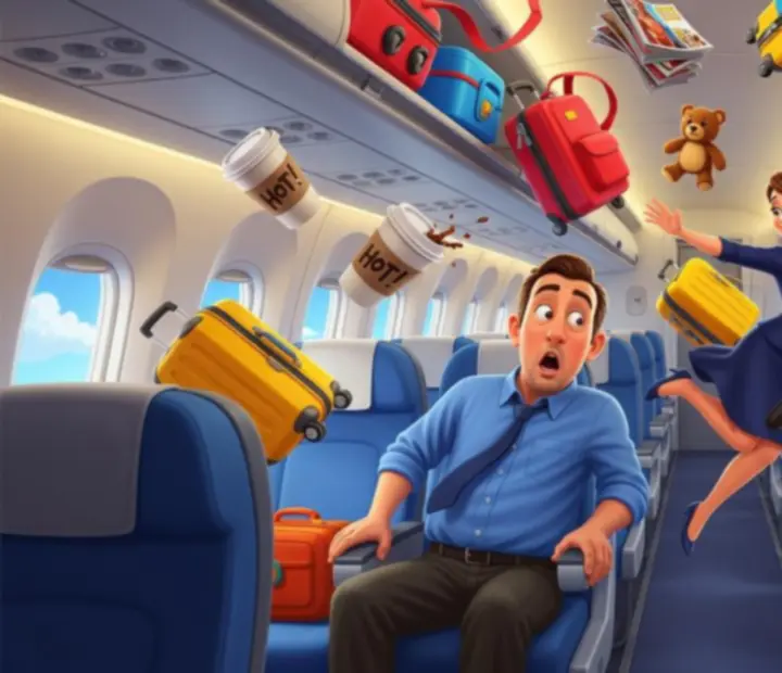 Turbulence causing loose items and cabin chaos in Dear Passengers: Travel Crew